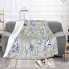 Botanica Wilde Fashion Soft Warm Flannel Blanket Rabbit Blue And White Swallow Garden Sticks Frog Vintage Ceramics Porcelain