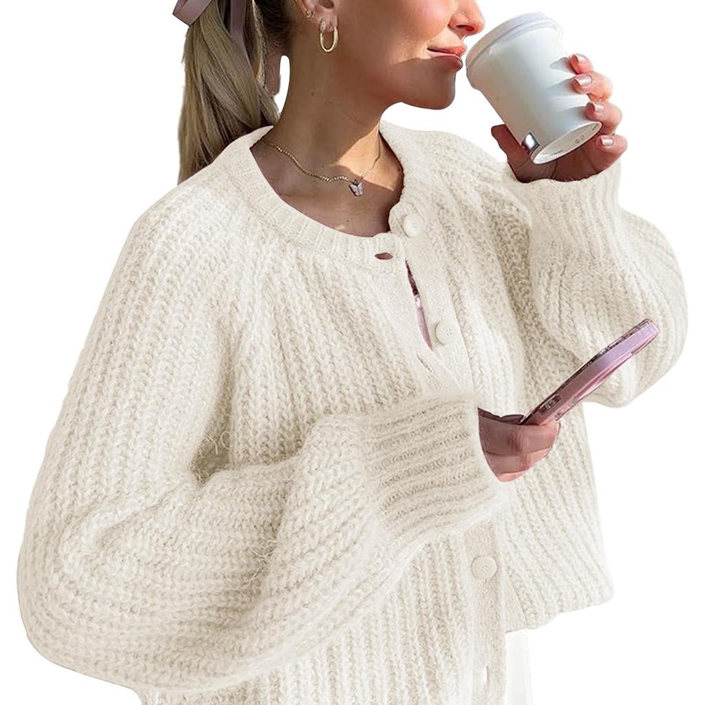 Women's Solid Color Casual Long Sleeve Loose Lazy Cardigan Sweater Sweater Coat