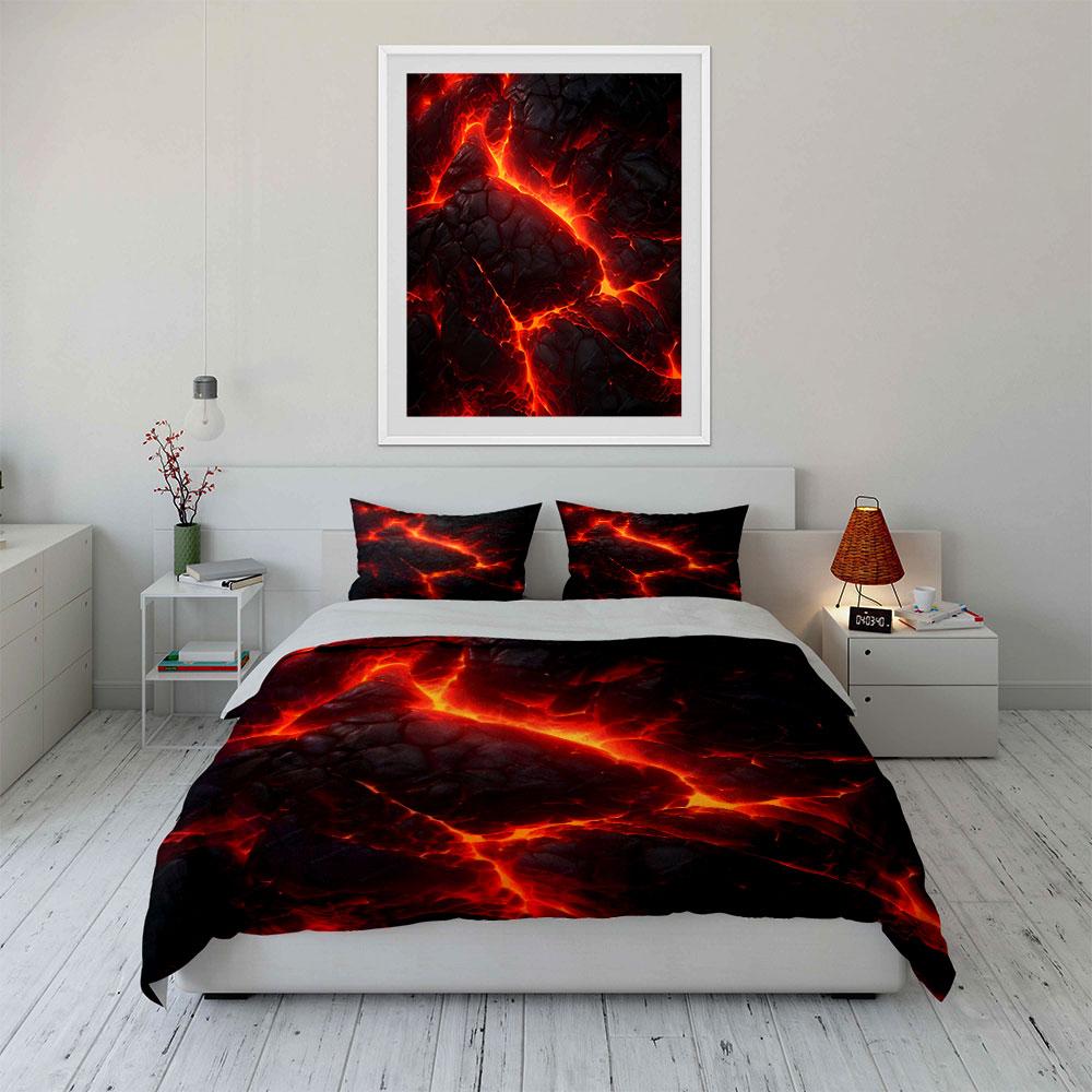 Fiery Lava Pattern Bedding Set Bedding Duvet Cover Set Duvet Cover Pillowcases (1 * Duvet Cover 2 * Pillowcases, Without Duvet Insert)
