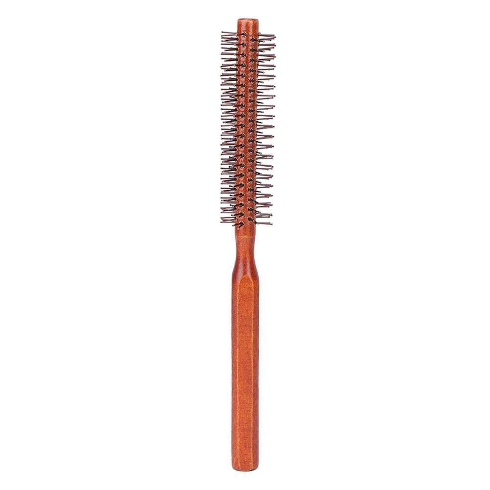 Wooden Handle Round Styling Hair Brush Nylon Bristles Small Size Small Round Brush Ergonomic Handle Professional Wood Brush