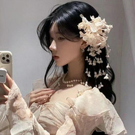 Purple Lily of the Valley Tassel Hair Clip - Retro Chinese Style Headdress Flower Hairpin Accessory