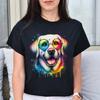 Labrador with Eyeglasses Color Splash Unisex T-shirt Black Navy Dark Heather