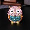 Crystals Covered Owl Inspired Jewelry Storage Case Sturdy Metal Construction for Earring Collections