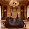 Handwoven Leather Tote Bag Large Capacity Shoulder Crossbody Basket Style Casual Everyday Use