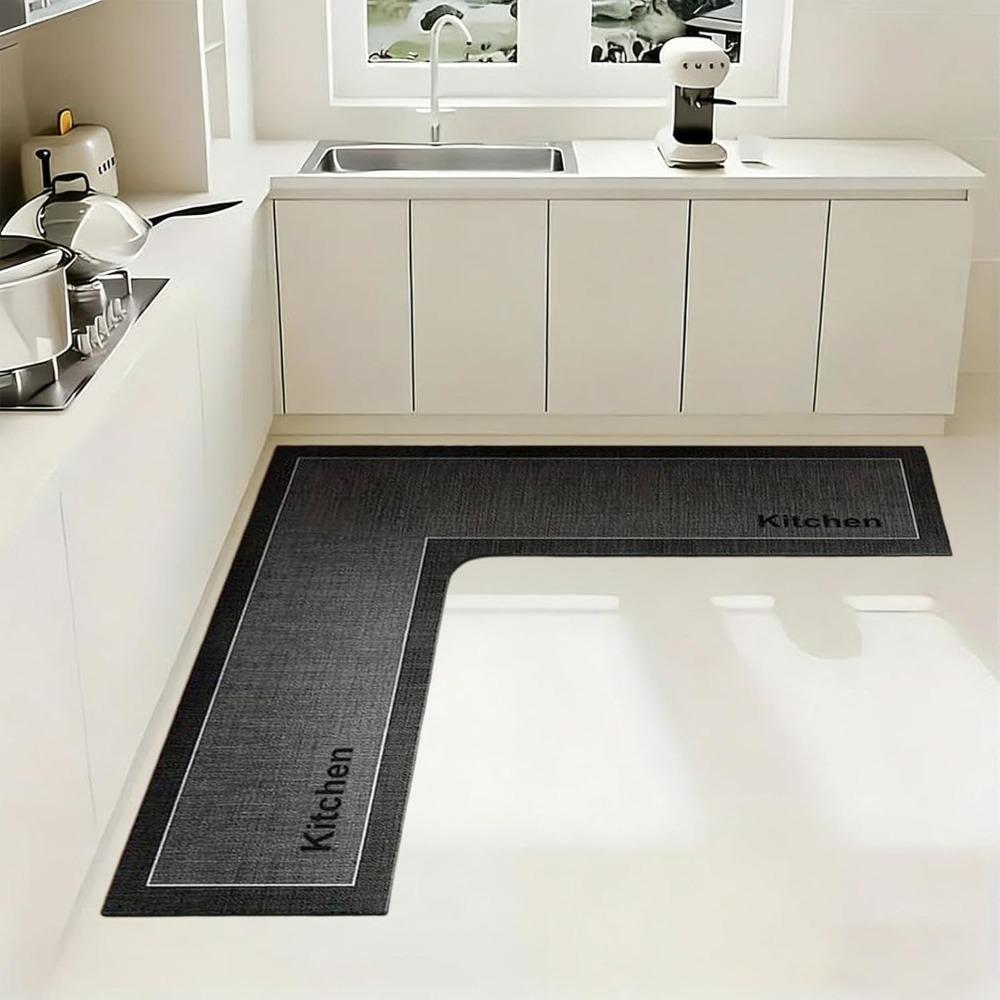 Tapete de Cozinha em L de Luxo Antiderrapante Lavável Tapete de Banheiro Absorvente de Água Resistente a Óleo Tapete de Canto de Cozinha Para Canto da Casa