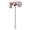 Traktor Windspiel Vintage Drehende Räder Metall Außenstecker Windmühle Dekoration für Blumenbeet Rasen Garten Rot