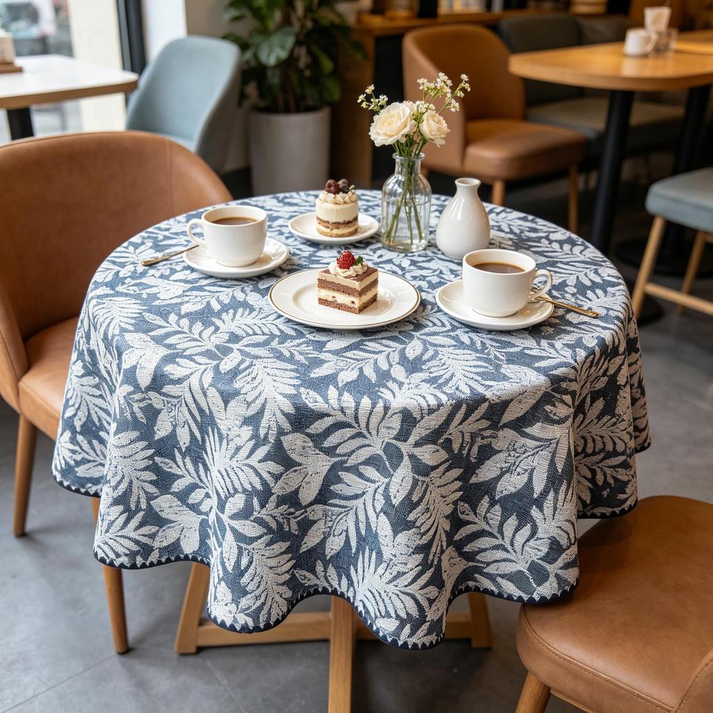 Kitchen Dining Table Living Room Home Decoration Small Size Reusable Cotton Round Tablecloth