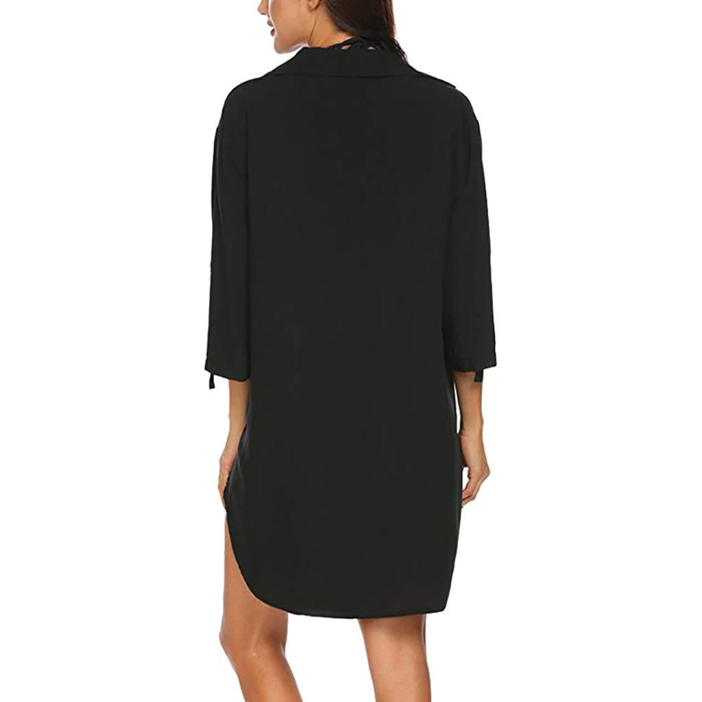 Patchwork Women's V-neck Swim Cover-up: 2025 Spring/Summer Fashion Beach Sun Protection Dress.