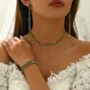 Fashionably Simple Diamond-studded Ring, Bracelet, Earrings And Necklace Set For Women. Bridal Jewelry Set.