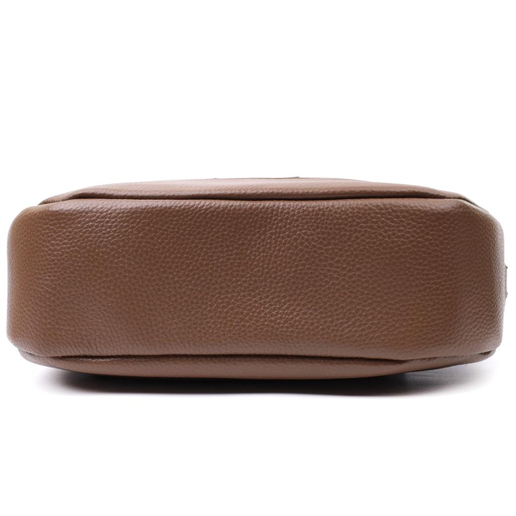 Women's Genuine Leather Shoulder Bag with an Unusual Runner Keychain Vintage 22619 Brown