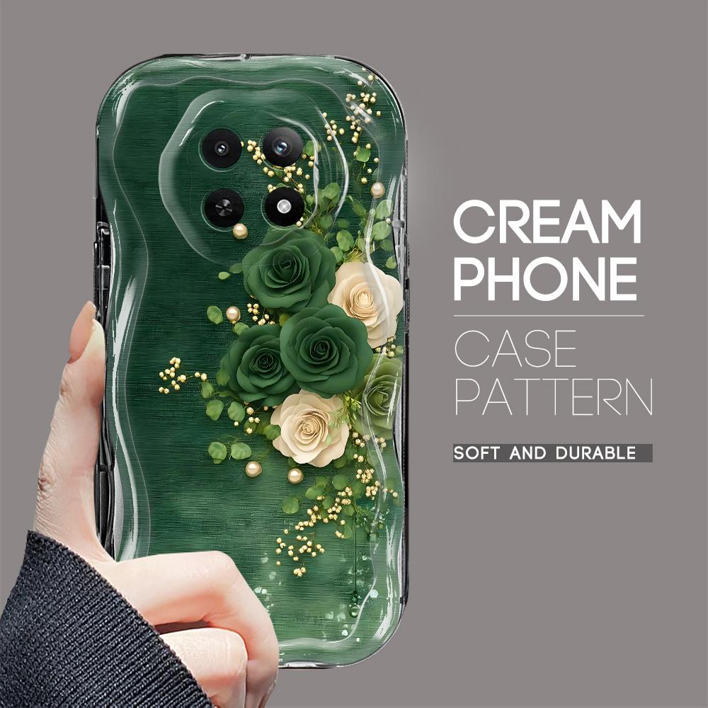 Carcasă cu textura cremă cu model de desene animate, cu margine ondulată, husă din silicon moale pentru telefon pentru OPPO Reno Realme OnePlus Vivo