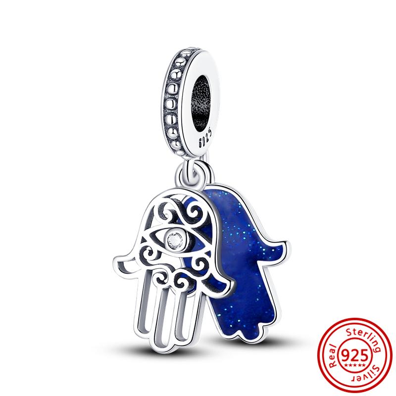 New 925 Sterling copper Blue Zircon Eyes Owl Turtle Bird Ring Pyramid DIY Beads Fit Original Pantaro Charms Bracelet DIY Zircon