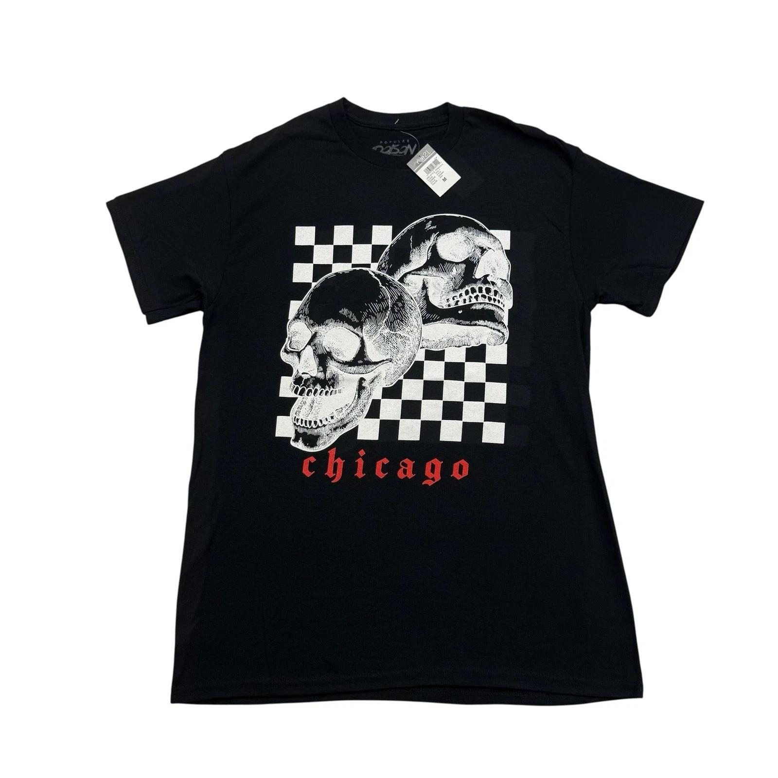 Мужская футболка Chicago Skulls Размер Medium M Черно-белая Популярная Яд Короткий рукав Новая с биркой L