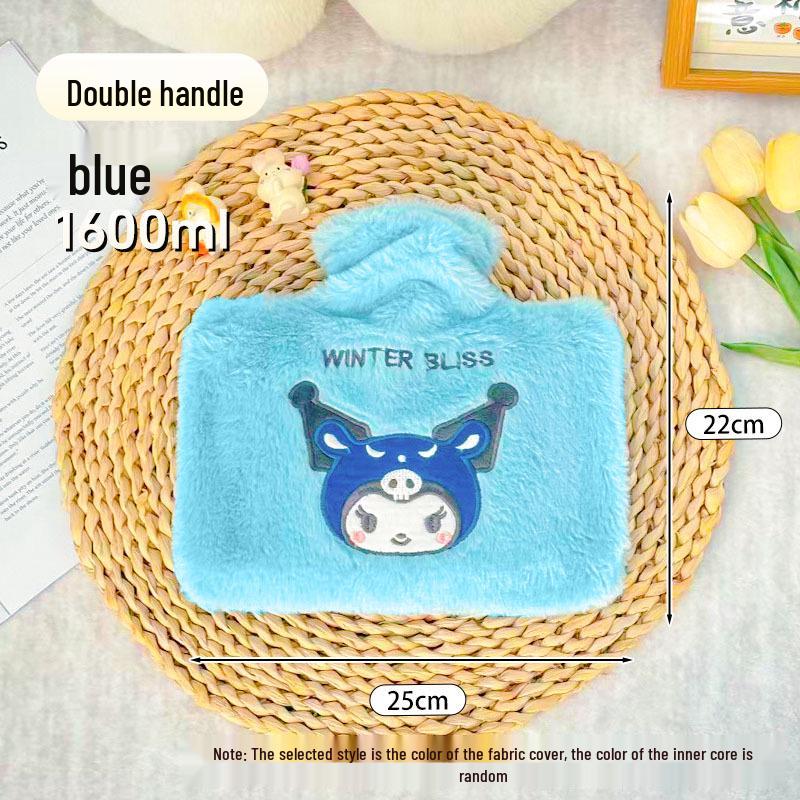 Large Capacity Cartoon Plush Hot Water Bottle with Removable Washable Cover for Stomach and Waist