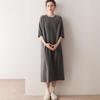 Korean Style Short Sleeve Cashmere Knit Dress for Women - Slimming Long Pullover with Round Neck, Autumn/Winter