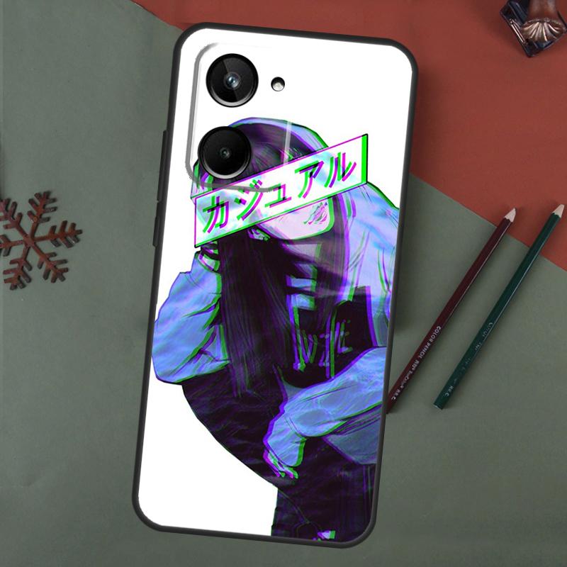 Sad Anime Aesthetic Senpai Case For Realme C67 C51 C75 C63 C61 C65 C55 C53 C35 C71 11 12 13 14 Pro Plus GT6 GT7 15 Pro