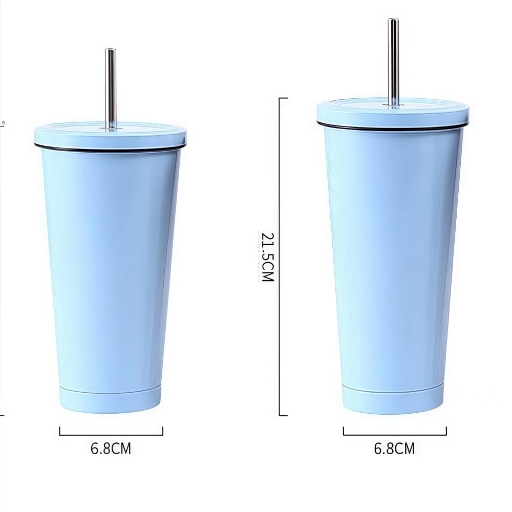 500ml Thermal Mug 304 Stainless Steel Double-Layer Vacuum Insulated Thermos Water Bottle Portable Coffee Cup with Straw