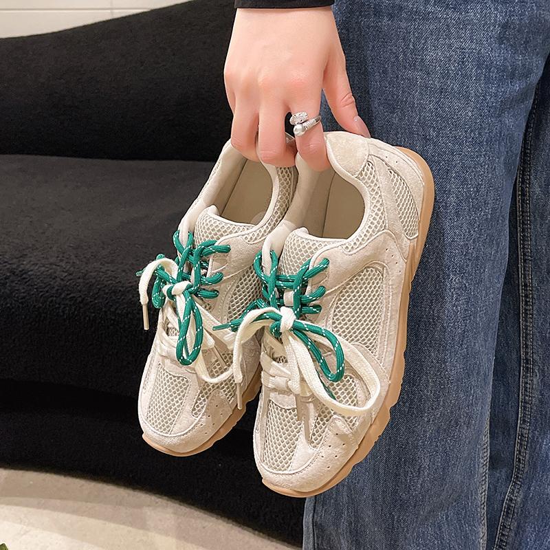 Fashion 2025 New Hot Selling Suede Mesh Flat Loafers Shoes for Women Street Series Lazy Walking Shoes Spring Casual Running Shoes