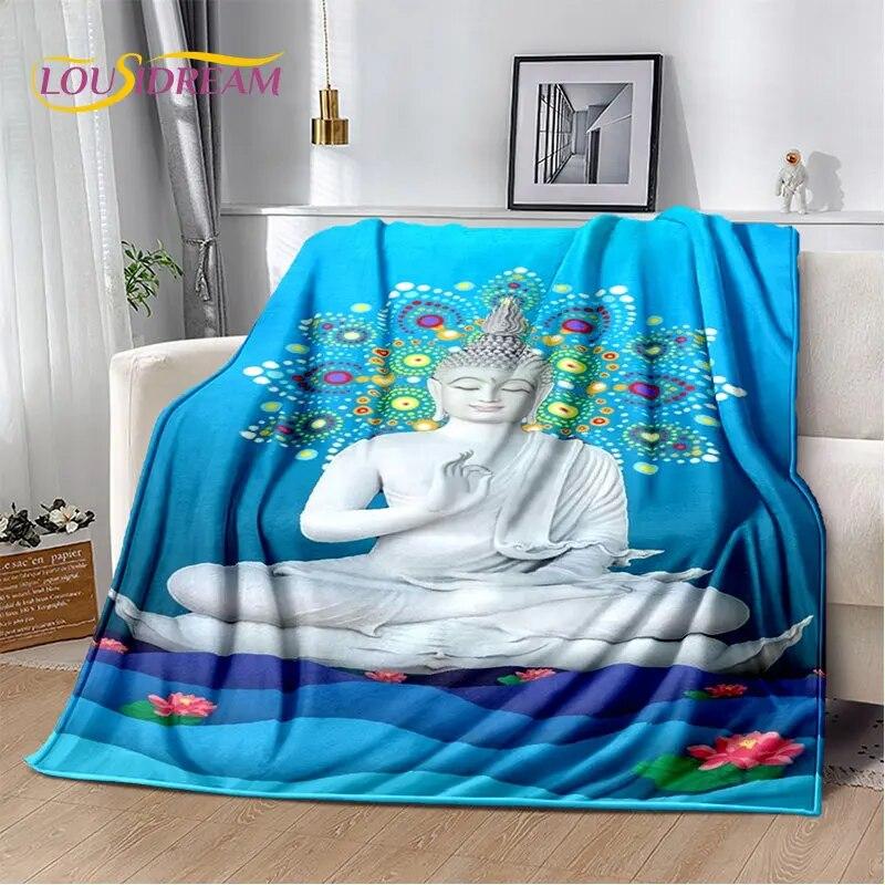 

Мягкое плюшевое одеяло с изображением Будды Шакьямуни, буддизма, веры, религии, фланелевое одеяло для гостиной, спальни, кровати, дивана, молитвы 75x100cm (30x40inch)