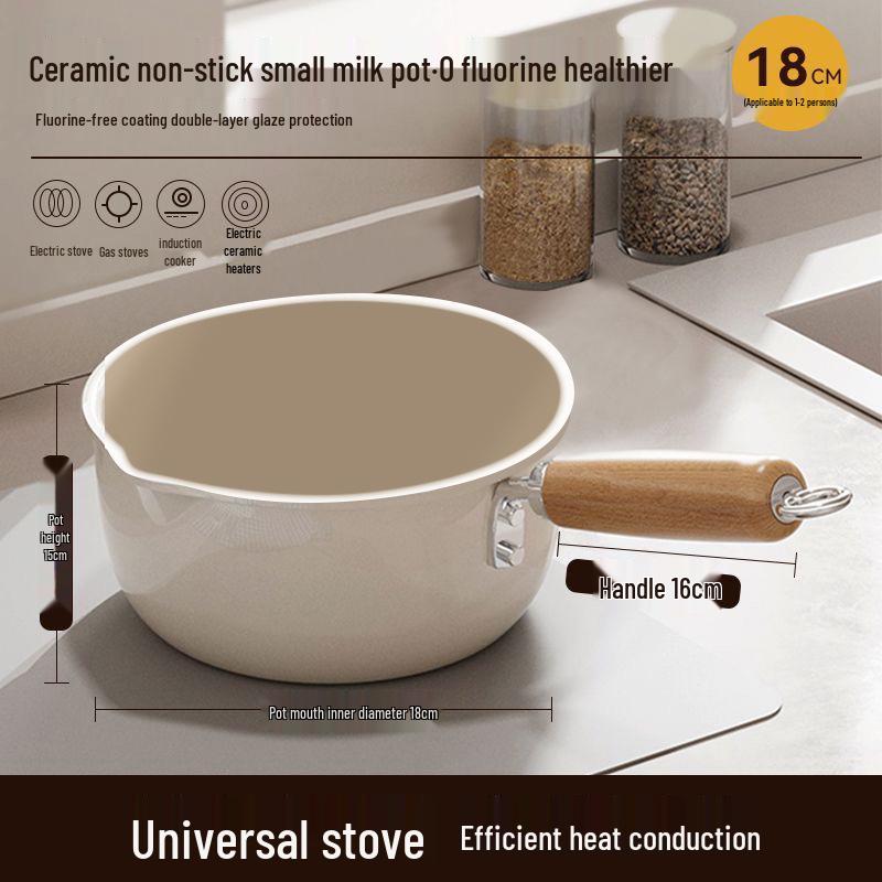 Non-Stick Ceramic Milk & Noodle Pan - Small Single-Serve Saucepan for Baby Food & More