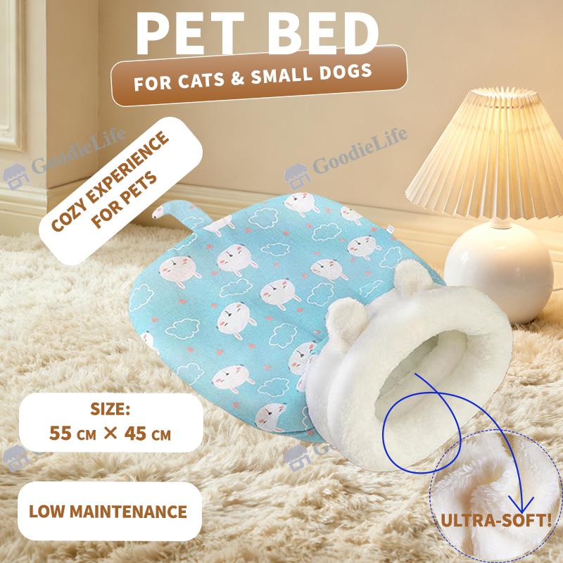 Winter Warm Cat Bed Semi Enclosed Dog House Cozy Sleeping Bag Pet Blanket for Cats and Small Dogs