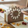 Wooden Sunflower Napkin Holder Cocktail-Style Farmhouse Napkin Dispenser For The Dining Room, Kitchen Table, Countertop Decor