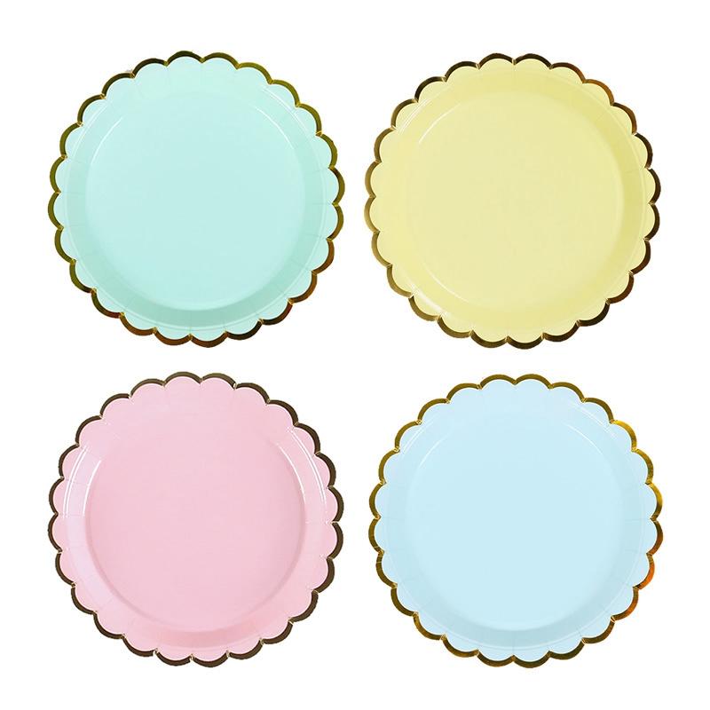 10-40Pcs/Set Colorful Disposable Party Plates Supplies Disposable Paper Dishes Party Baby Shower Disposable Birthday Tableware