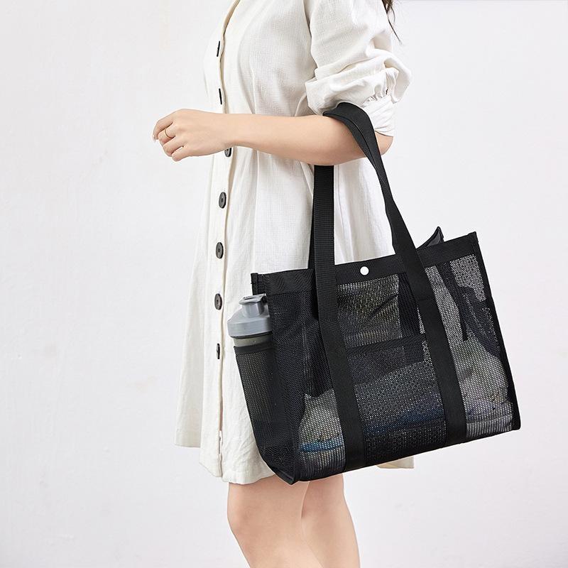 2025  Korean Beach Bag  Mesh Hollow Fitness Shoulder Bag Leisure Swimming Bag Travel Storage Washbag