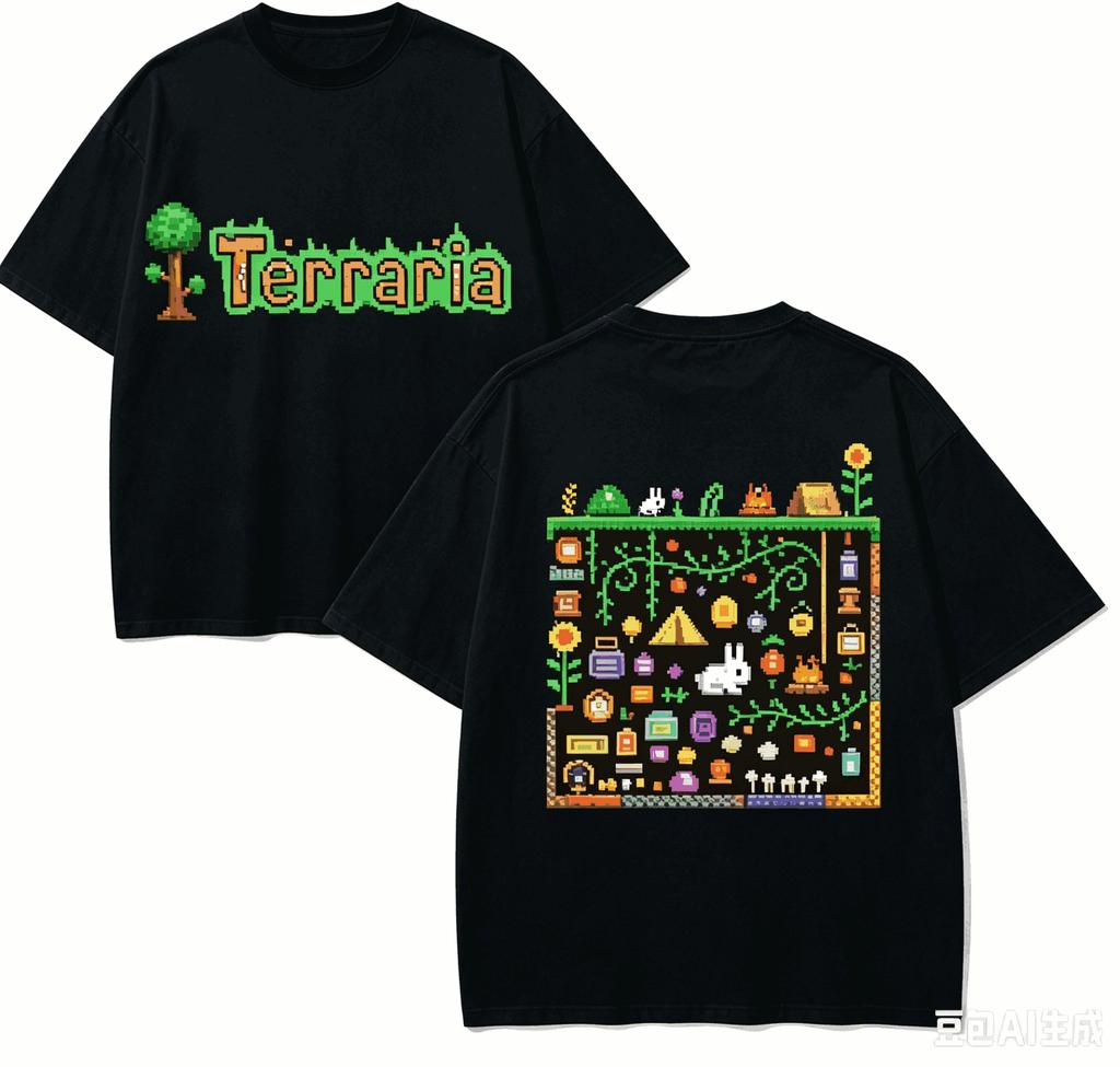 Terraria Anime Liebhaber T-Shirt Harajuku Baumwolle Neues Modell High Street Retro Mode Übergroß Unisex Heißes Produkt Klassisch Atmungsaktiv