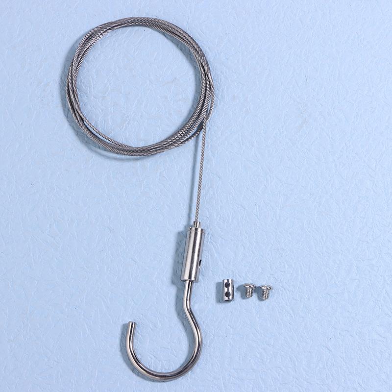 Adjustable Automatic Wire Rope Spring Hook Clothesline Picture Hanging Suspension Code Cable With Curved Hook
