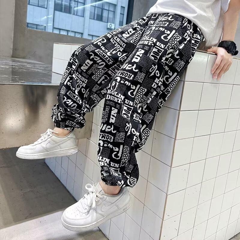 Boys' Anti-Mosquito Pants Summer Thin Children's Pants Summer Ice Silk Pants Big Kids Long Pants 2025 New Trendy Outdoor Wear