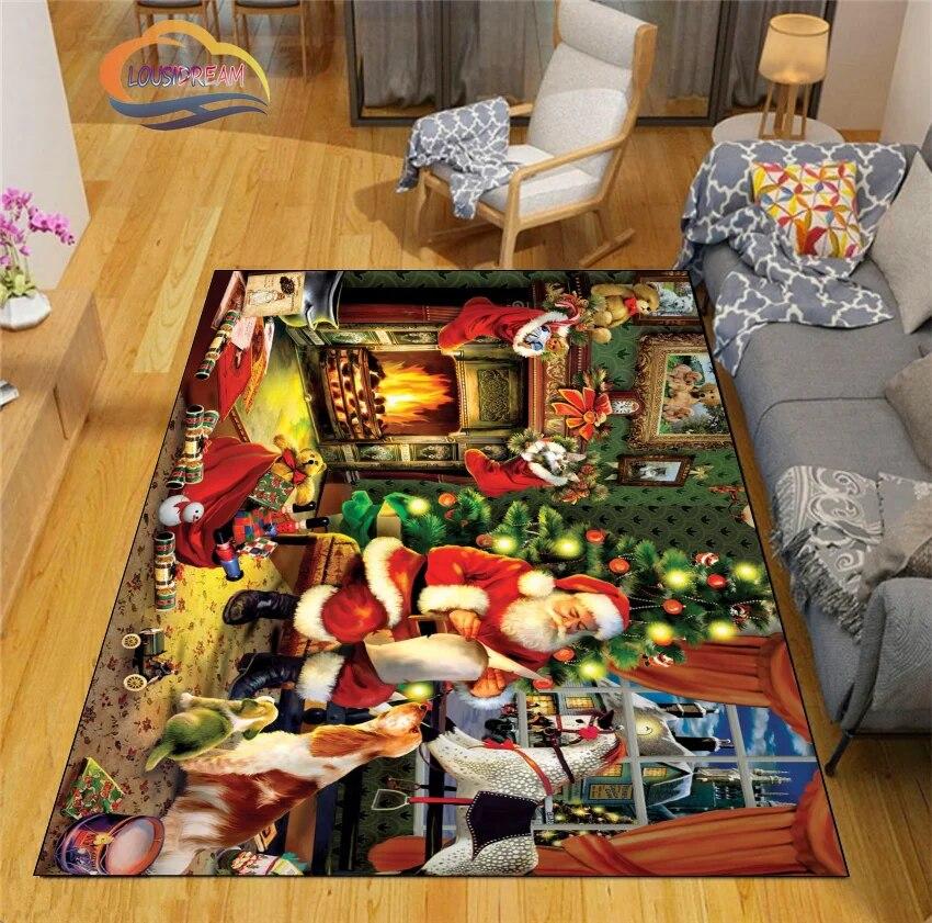 3D Printed Christmas Floor Mats Carpet  Santa  Fashion Bedroom Mat Living Room Office Children  Home Decor