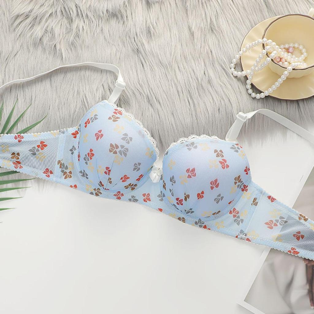 Women Printing Flower Converge Adjustable Bra Breathe Push Up Steel Ring Bra Bra Cozy Chest Tube Top Bralette Vest