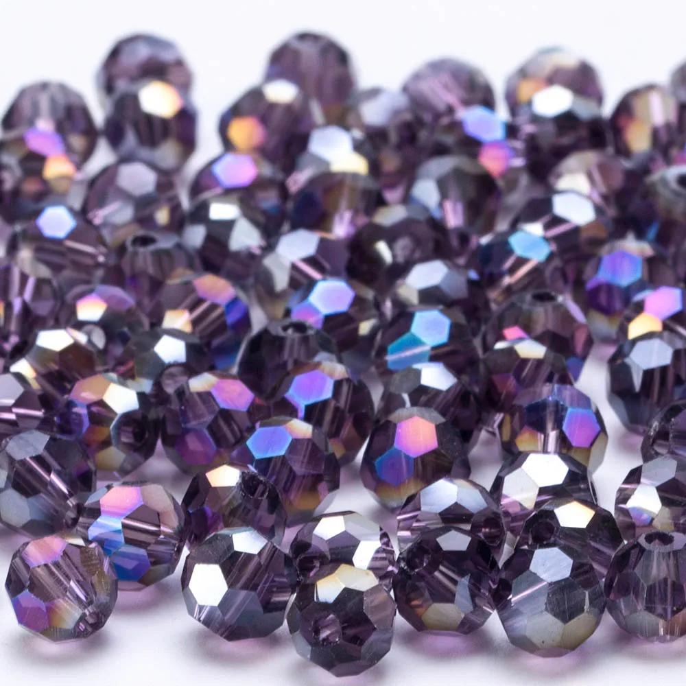 3 4 6 8mm AB color Round Crystal Beads Faceted Transparent Glass Bead Loose Spacer Bead for Jewerly Making DIY Bracelet Necklace