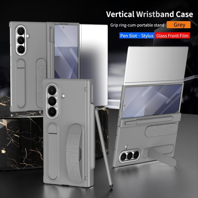 TriFold Phone Case With Wrist Strap Pen Slot Hinge Cover Galaxy Z Fold Series Shockproof PC Protective Shell