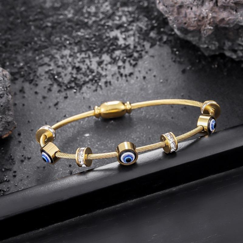 Evil Eye Titanium Steel Non Fading Punk Bracelet Unisex Hip Hop Fashion Jewelry