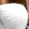 Angorakaninchenfell Mützen Flauschig Gestrickt Korea Luxushaube Damen Weich Warm Skullies Mützen