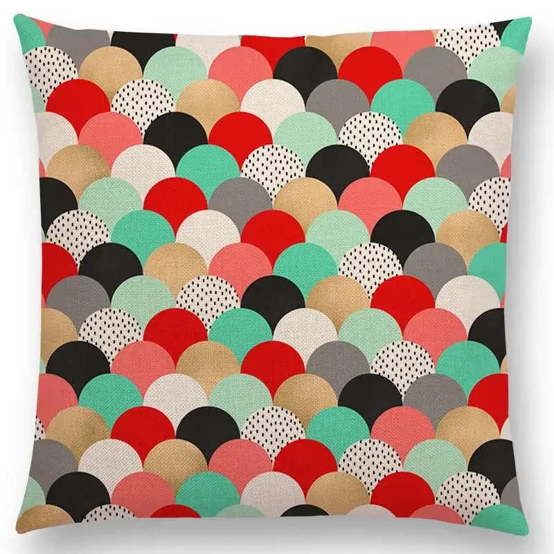 New Abstract Colourful Geometric Pattern Dreamlike Square Round Triangles Sector Diamond Gorgeous Cushion Cover Car Pillow Case