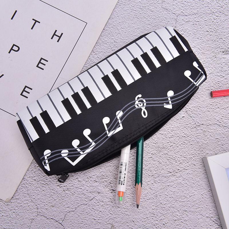 Music Notes Piano Keyboard Pencil Case Pen Bags Large Capacity Stationery Office