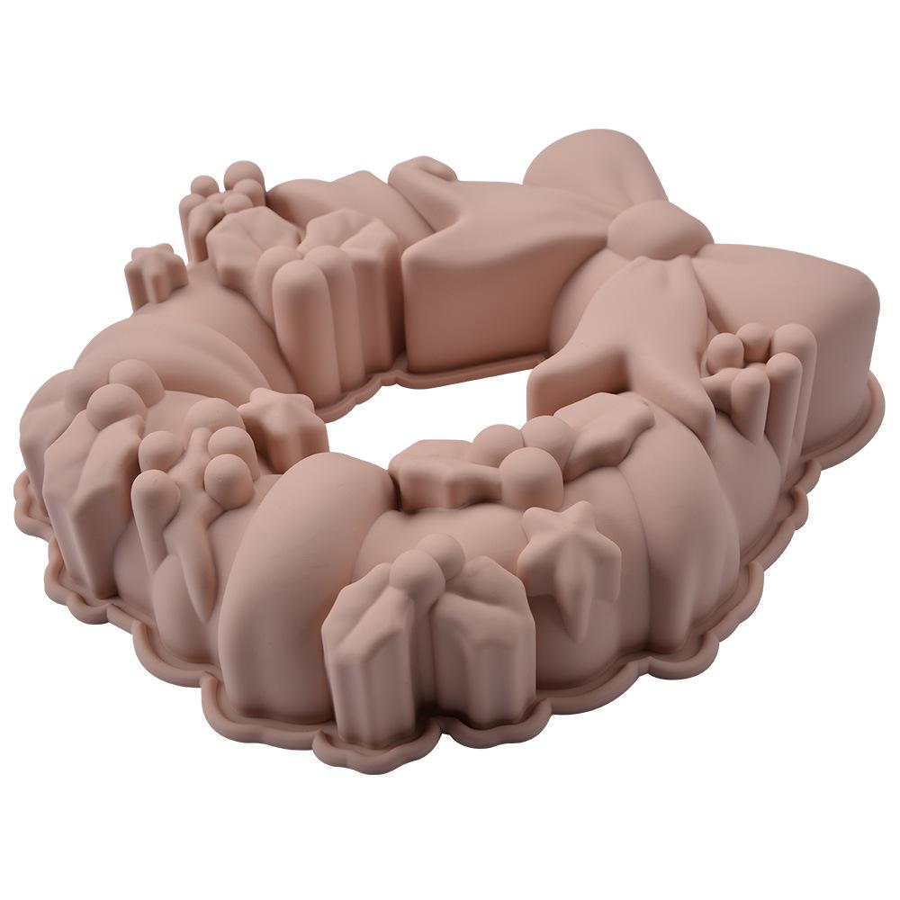 Christmas Bow Wreath Silicone Cake Mold Versatile Baking Dessert Mold for DIY Pastries, Mousse, and More Perfect for Holidays Like Christmas,Halloween