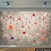 2D Plane Colorful Flowers Hanging In the Air Pink White and Purple Flowers Interwoven Polyester Fibers Romantic Atmosphere