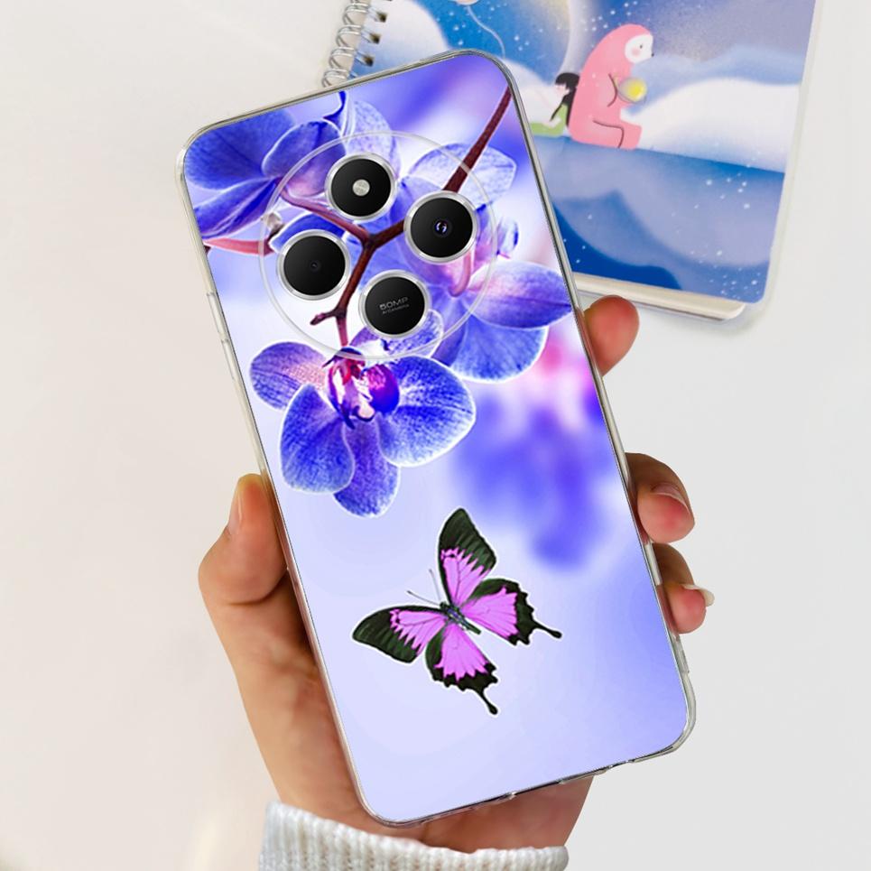 

Для XIaomi Redmi 14C / Poco C75 Задня кришка Метелик Квітка троянди Розкішний Дівчачий Чохол для телефону На Redmi 4C Прозорий М який ТПУ Прозора Накладка XIaomi Redmi 14C
