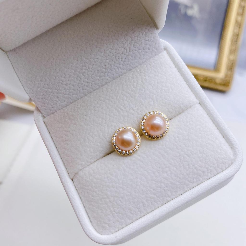 Simple Freshwater Pearl Earrings with Real Gold Electroplated S925 Needle - Cute & Petite Design