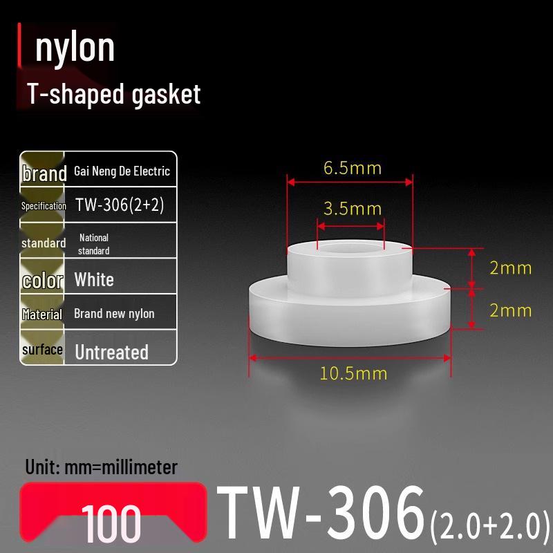 T-förmiger Nylon-Kunststoff-Dichtungsring und Schraubwellenhülse (Für dich: M2-M35)