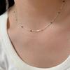 925 Silver Silver Necklace With Simple Geometric Multicolour Beads Choker Shiny Delicate Collarbone Chain For Women's