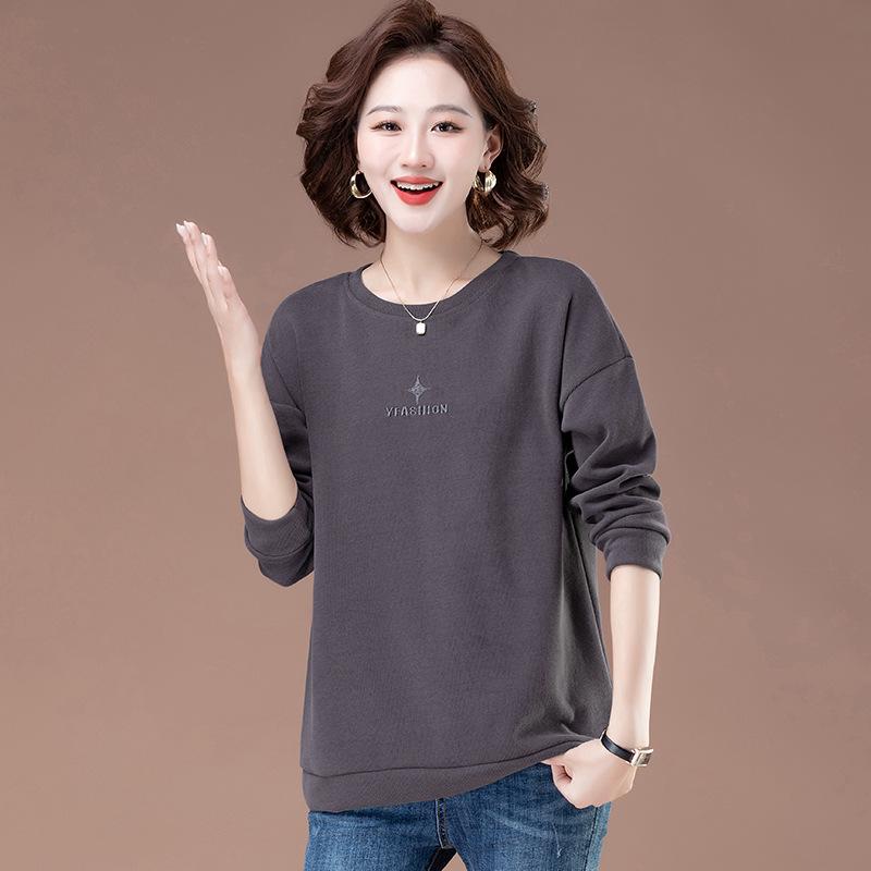 Women's Plus Size Versatile Hoodie - Thin, Long Sleeve, Belly-Covering, Round Neck Top for Spring/Autumn 2025