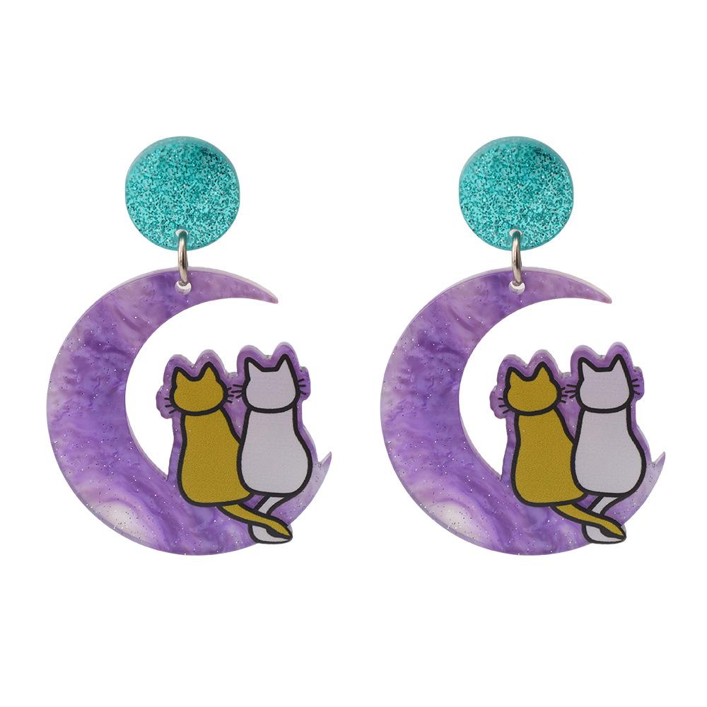 

Korean Style Cute Cat & Dog Drip Oil Alloy Earrings - High-End, Adorable, and Versatile Ear Hooks
