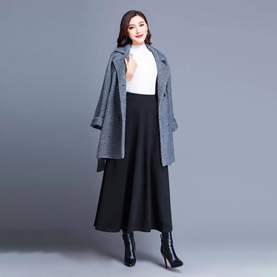Herbst Winter Hohe Taille Langes Kleid A-Linie Kleider Übergröße Damenbekleidung Neuer Stil Elegant Vielseitig Schlankmachend Hüftabdeckung