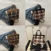 Chic Vintage Plaid Bucket Bag For Women With Soft Fabric And Trendy Street Style