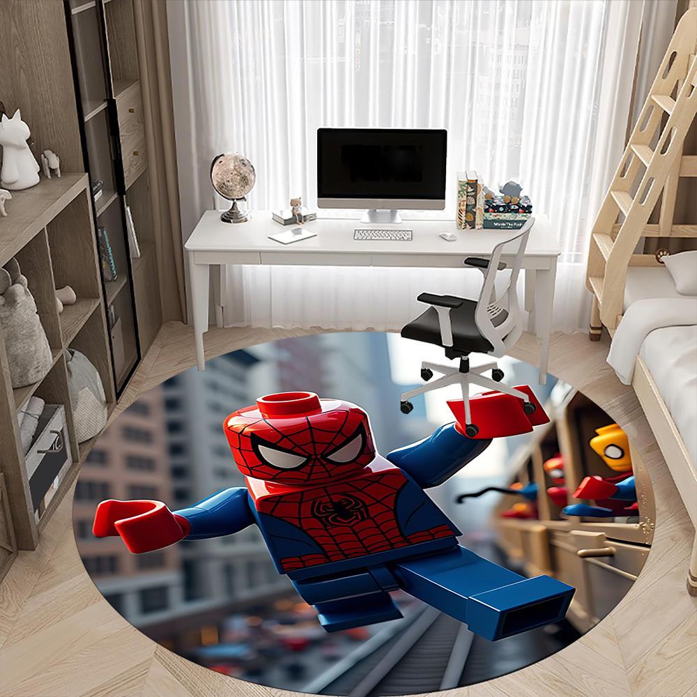 1 Stück Spider-Man LEGO Büro Runder Teppich, Indoor-Matte Geeignet für Büro, Schlafzimmer Wohnzimmer Heimdekoration, Raumdeko, Offic a0928218
